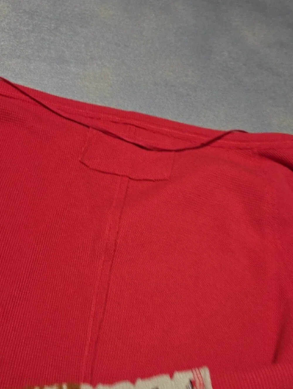 Free People Red Off-Shoulder Sweater with Patterned Knit Cuffs NWOTS